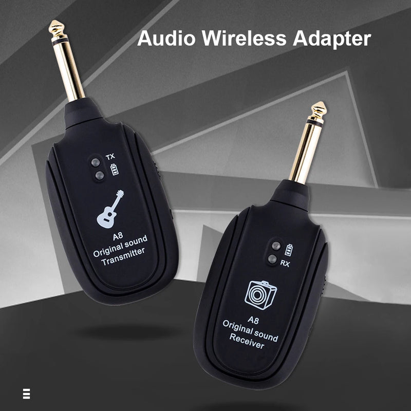 Trasmissor portátil exelente para usar em casa, studio, pockteshow.A8 Wireless Guitar System Electric Guitar Pickup Audio Transmitter Receiver for Electric Guitar Bass Violin Guitar Accessories