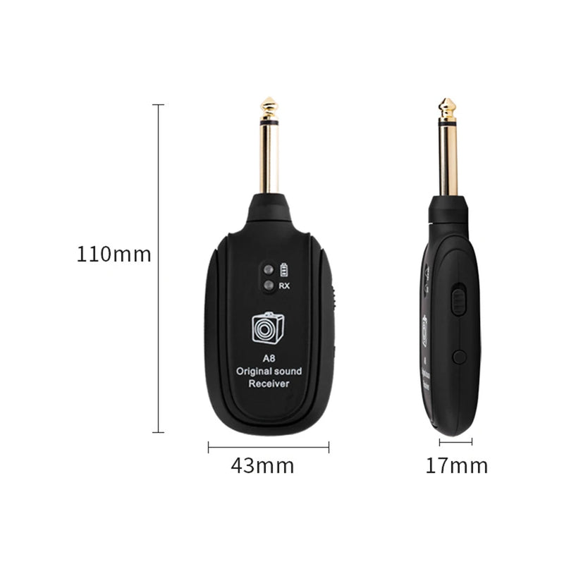 Trasmissor portátil exelente para usar em casa, studio, pockteshow.A8 Wireless Guitar System Electric Guitar Pickup Audio Transmitter Receiver for Electric Guitar Bass Violin Guitar Accessories